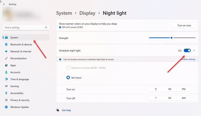 Programar luz nocturna apagada