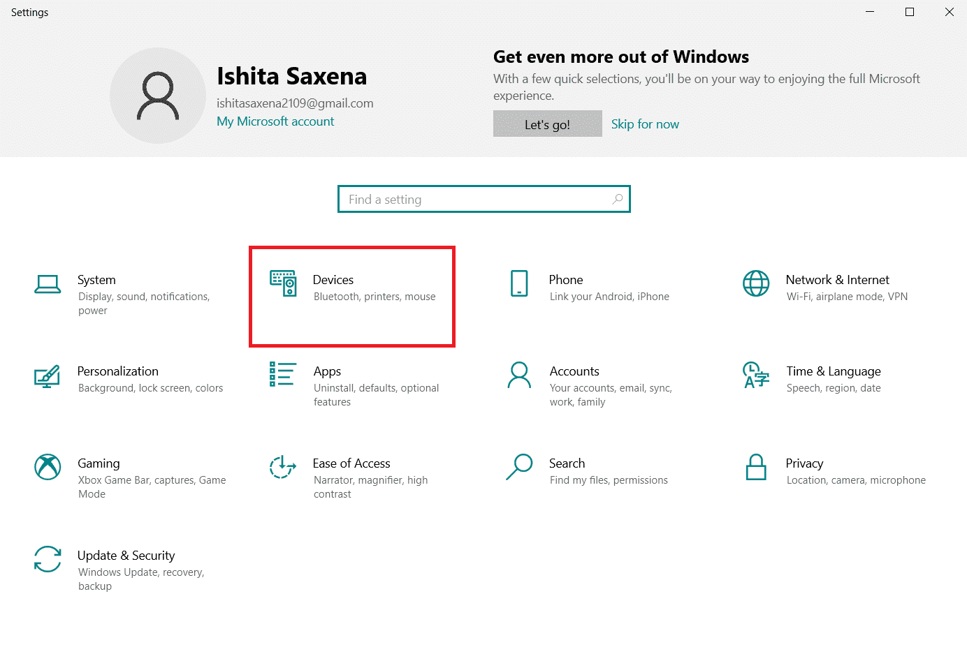 Vaya a la pestaña Dispositivos.  Cómo reparar el error del controlador de Bluetooth en Windows 10