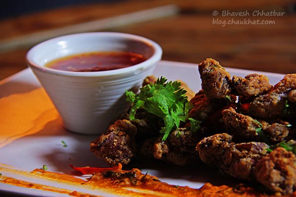 Close-up of Malaysian Pop Corn Chicken at The Flying Saucer Sky Bar, Viman Nagar, Pune