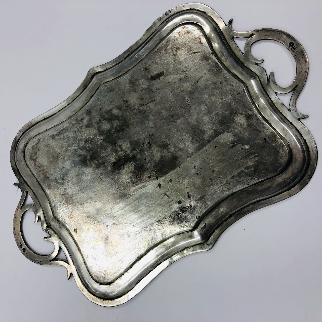 875 Silver Antique Russian Engraved Tray