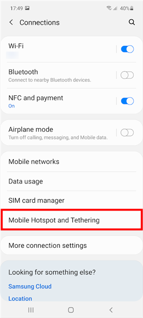 Stuknij w Mobilny punkt dostępu i tethering