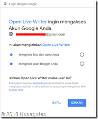 Mengijinkan Open Live Writer Mengakses Blogger