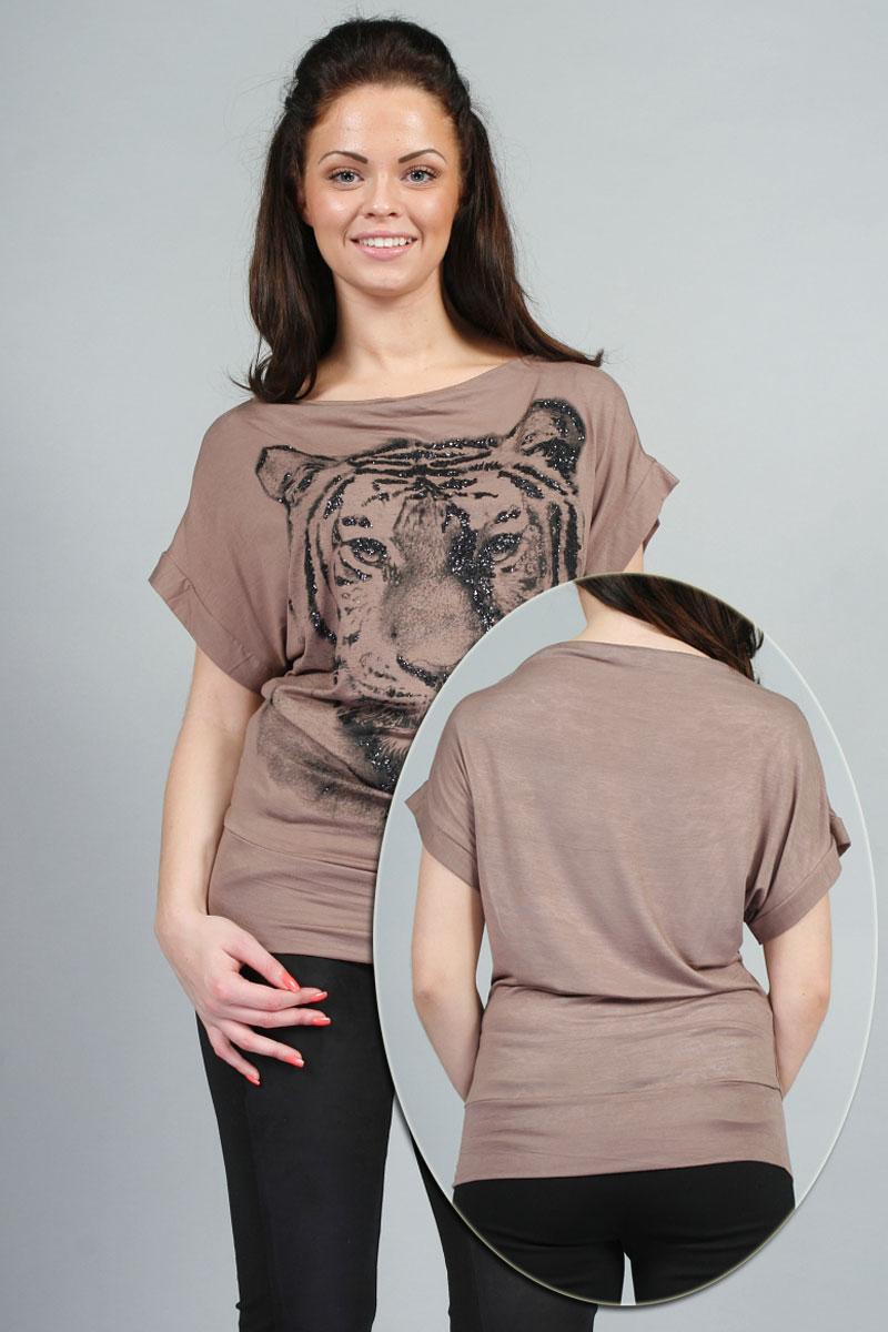 Hitta 00G NEW WOMENS SCOOP NECK TIGER PRINT GLITTER PARTY TOP LADIES T-SHIRT