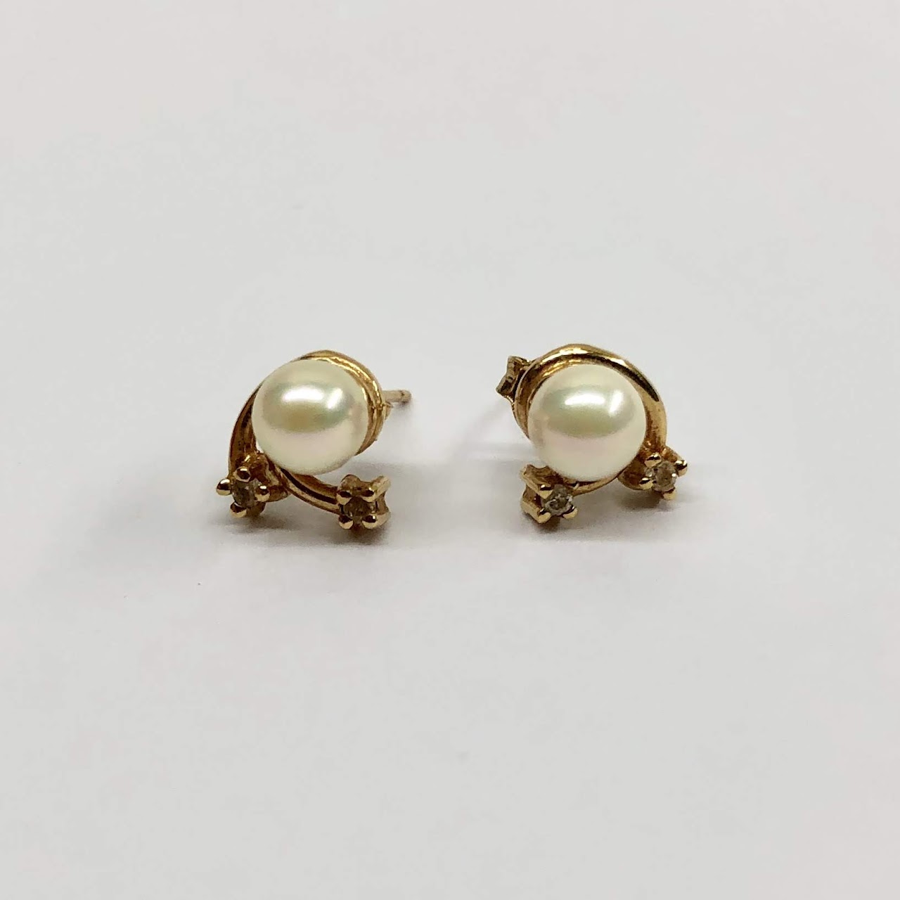 Diamond, Pearl & 14K Gold Earrings