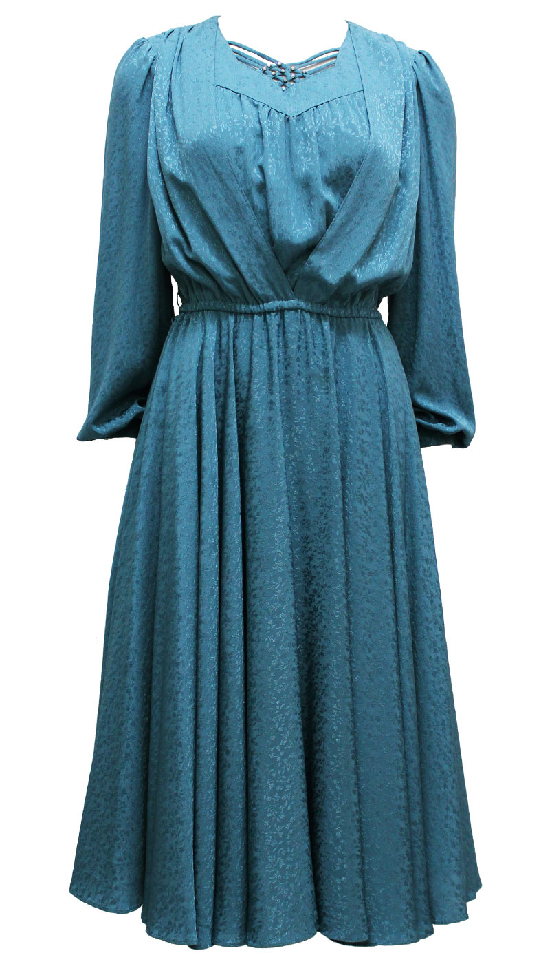 Cerulean Blue Floral Embossed Silky Dress SOLD! - vintagebiribiri ...