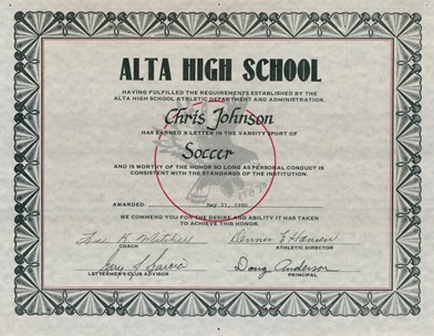 1990-05 16yo Soccer Varsity letter