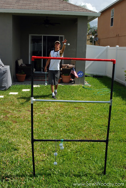 DIY Ladder Golf Game created by SewWoodsy.com #DIY #SummerGames