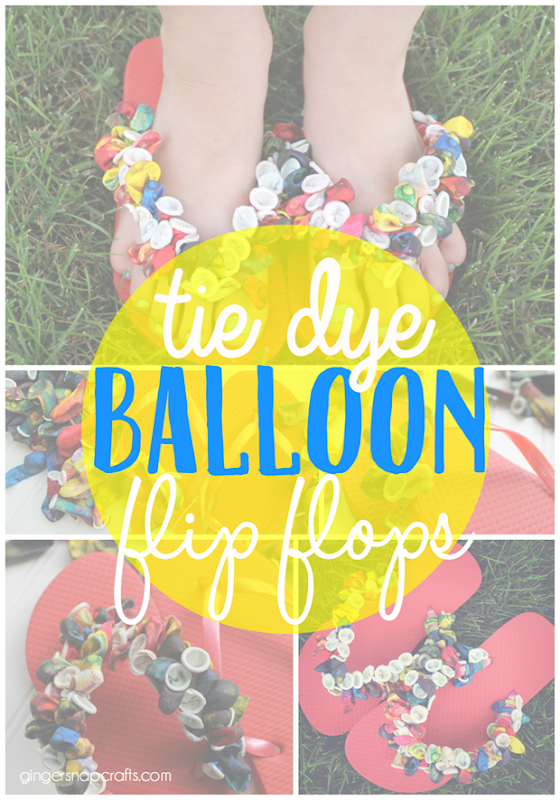 tie dye balloon flip flops at GingerSnapCrafts.com #crafts #kids #kidscraft