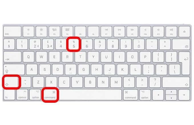 Command+Shift+5 บน Apple Keyboard