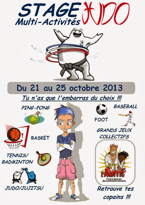 Stage judo/loisirs <br>21 au 25/10/2013