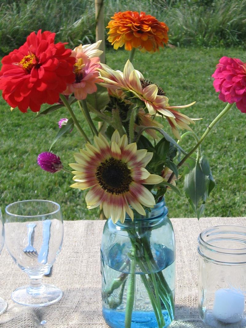 vintage blue mason jars.