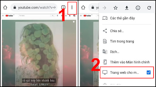 Chọn nhạc và mở trình duyệt Chrome ở dạng web máy tính