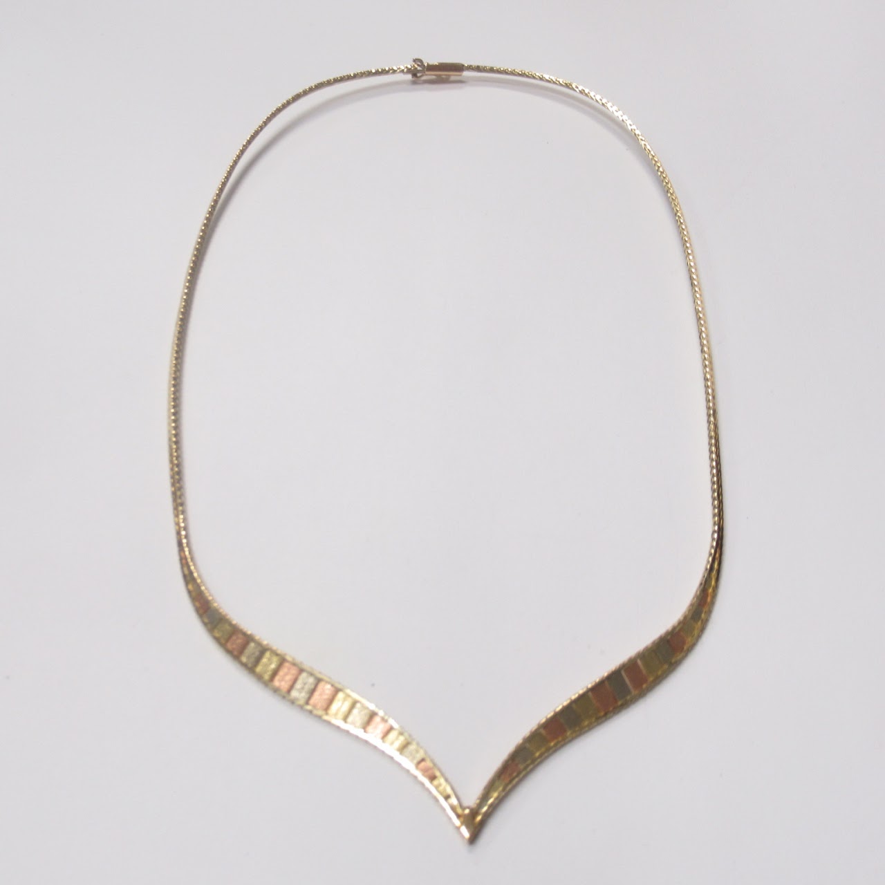 14K Tri Color Gold Necklace, Bracelet & Earring Set