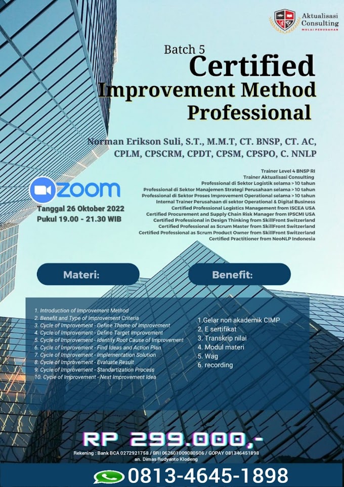 WA.0813-4645-1898 | Certified Improvement Method Professional (CIMP) 26 Oktober 2022