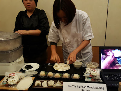 Chef preparing hargow with the new frozen hargow skins (thawed).