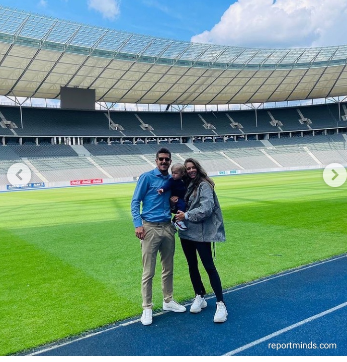 Ex Man City striker Stevan Jovetic, 31, takes his wife and son on tour in his new club, Hertha Berlin