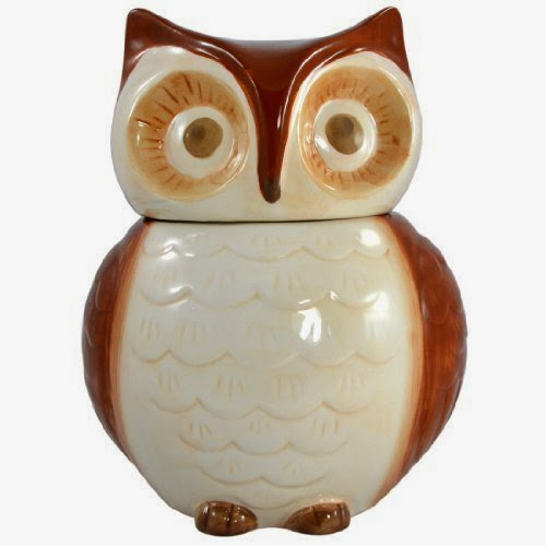  Brown Decorative Ceramic Owl Cookie Jar / Kitchen Storage Container