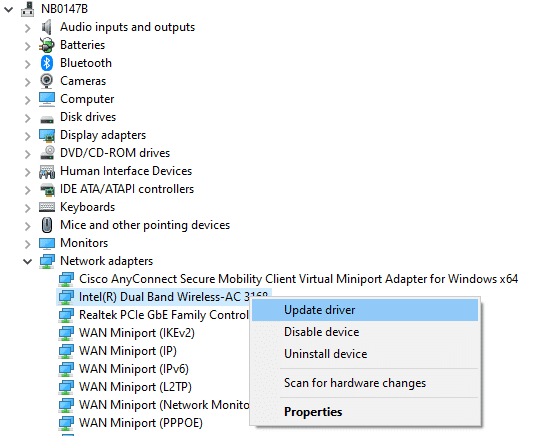 Na hlavním panelu uvidíte Síťové adaptéry