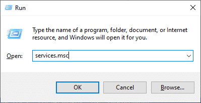 Escriba services.msc de la siguiente manera y haga clic en Aceptar.  Arreglar el código de error 0x80070490 en Windows 10