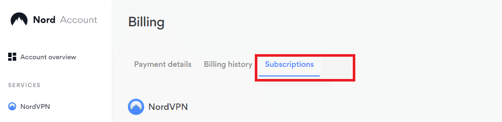 Cambie a la pestaña Suscripciones.  Cómo obtener una cuenta de NordVPN gratis