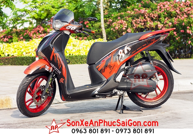 Xe Honda Sh sơn cam đen