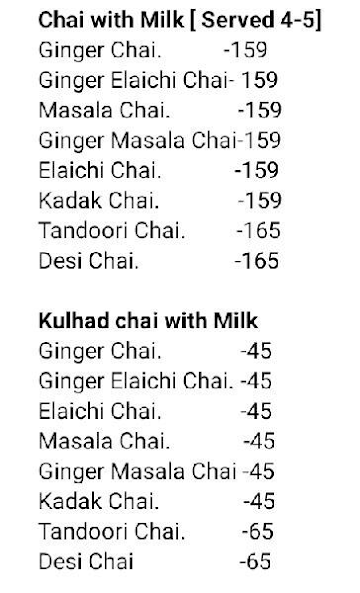 Mr Chai - Tea O'Clock menu 