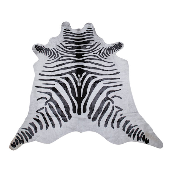 Zebra printed cowhide skin