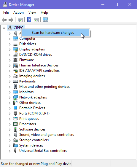 Administrador de dispositivos, Windows