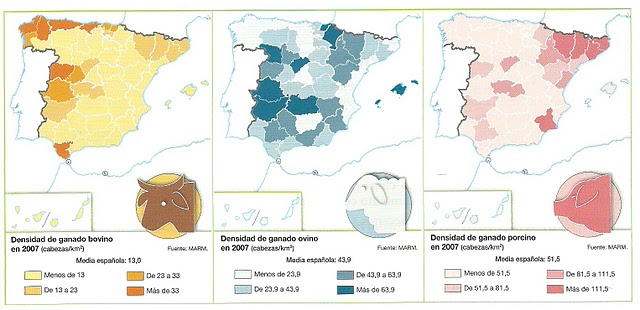 Resultado de imagen de GANADERIA ESPAÃ‘A MAPA