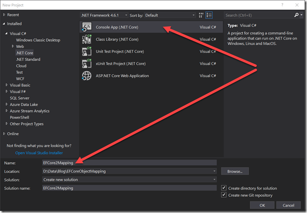 new-project-entity-framework-core