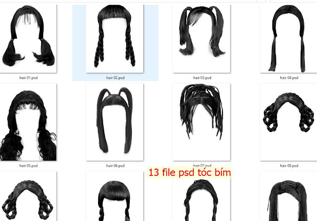 Photoshop mẫu tóc nữ dài hairstyles file PSD