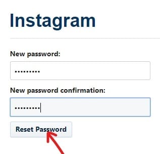 Fare clic sul pulsante Reimposta password |  Reimposta la password di Instagram