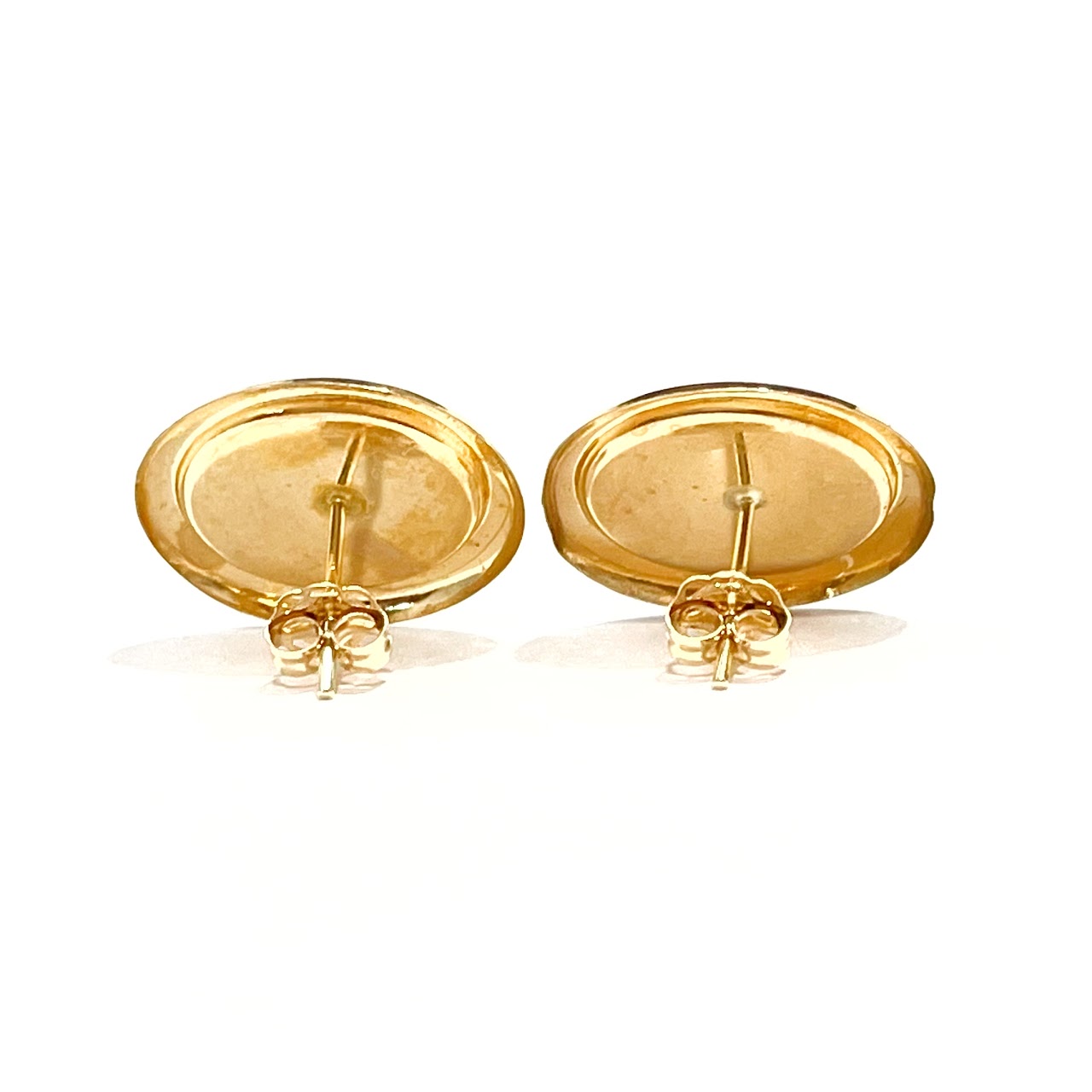 14K Gold & Black Stone Earrings