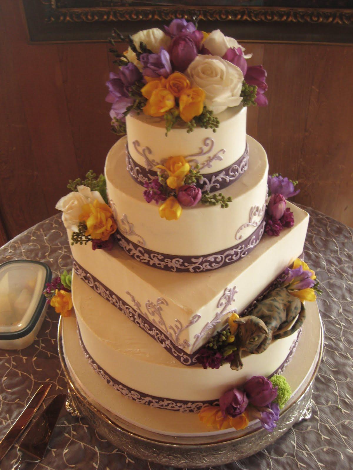 Four tier square white wedding