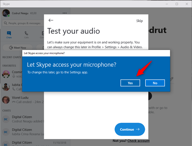 Autoriser Skype à accéder à votre microphone