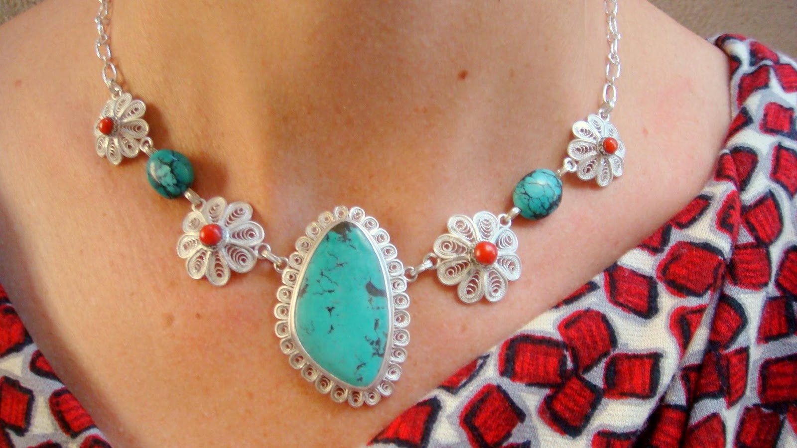 the pieces of turquoise in