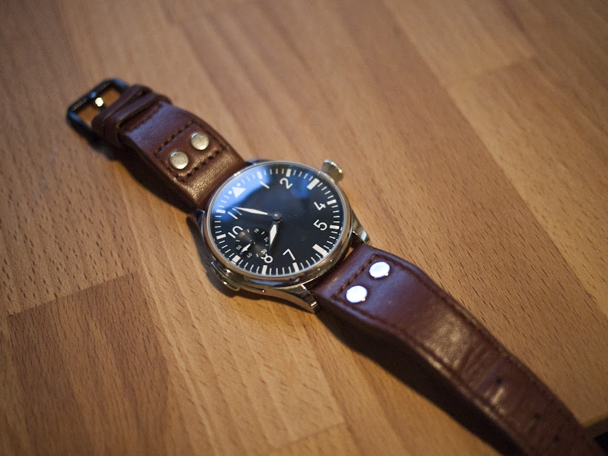 My Parnis watch with my old broken Garton's strap.