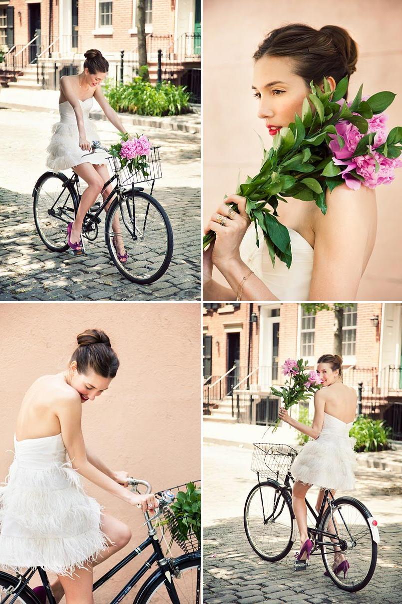 bride with a bun and a short