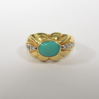 14K Gold, Diamond and Blue Stone Ring