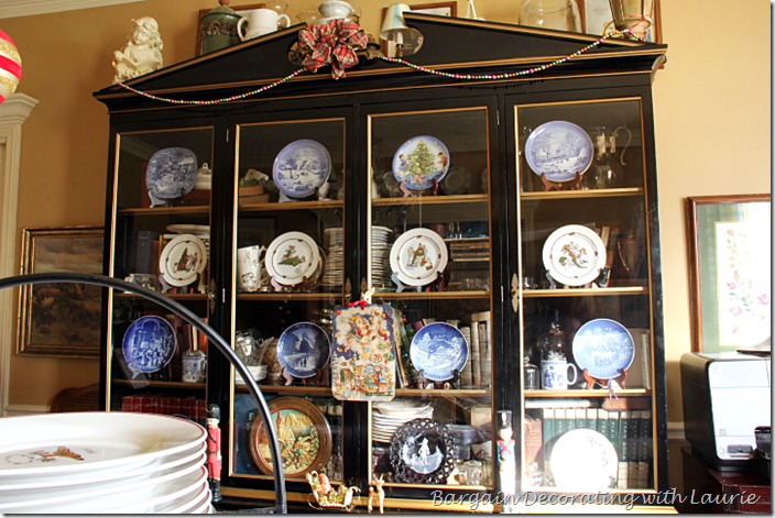 Book Cabinet Decorated for Christmas