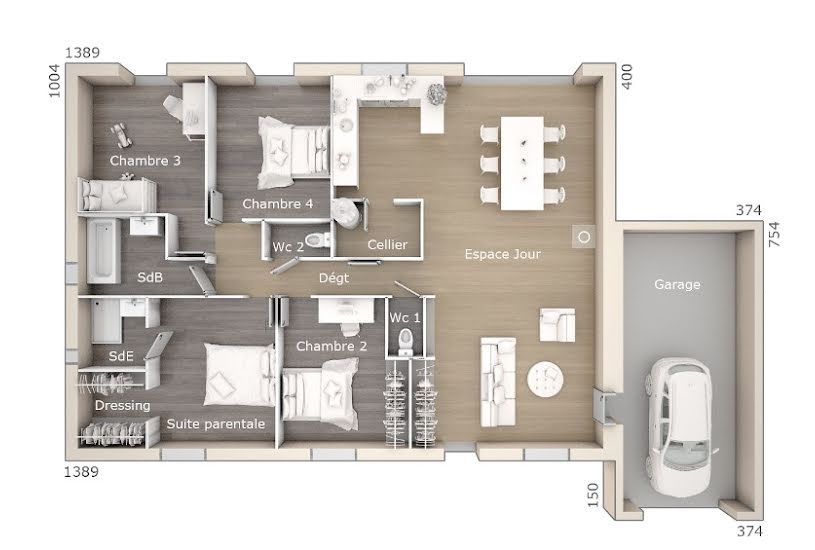  Vente Terrain + Maison - Terrain : 690m² - Maison : 120m² à Donzère (26290) 