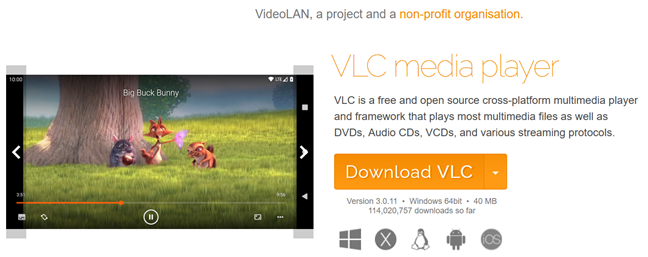 Download VLC van de officiële website om screenshots van films te maken