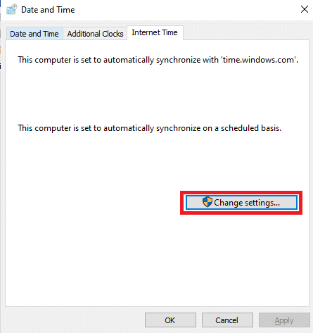 ไปที่แท็บ Internet Time และคลิกที่ Change settingsâ€¦วิธีแก้ไข Kodi Keeps Crashing on Startup