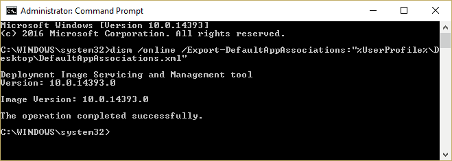 ส่งออกการเชื่อมโยงแอปเริ่มต้นไปยังไฟล์ xml โดยใช้คำสั่ง DISM