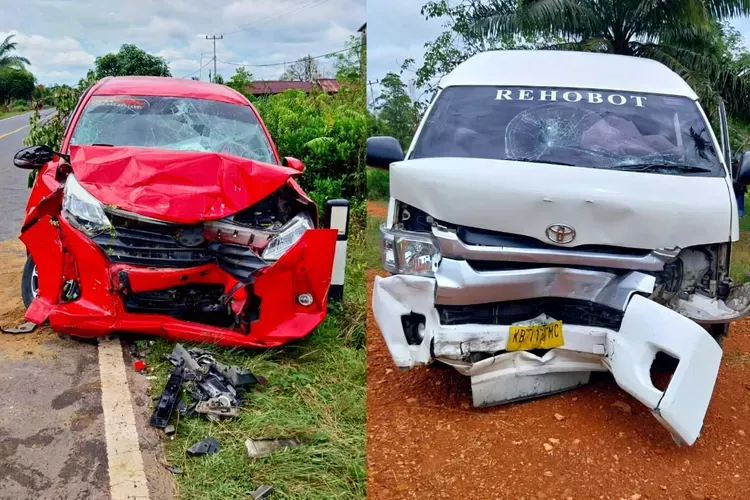 Tabrakan di Desa Lintang Batang, Dua Penumpang Minibus Mengalami Cedera Serius