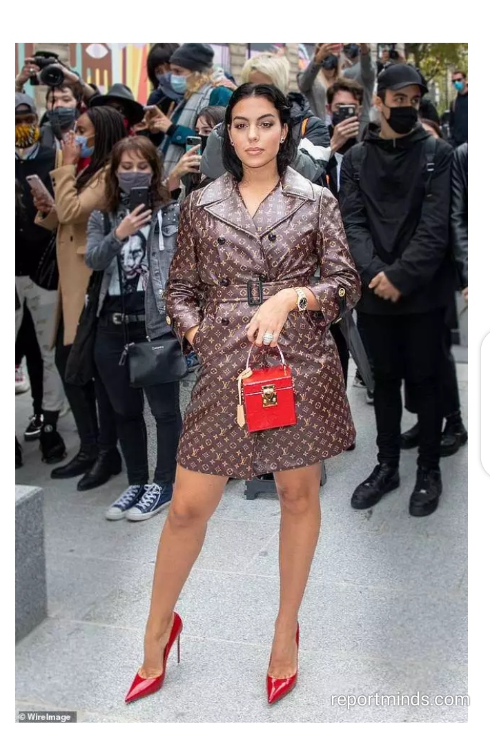 Georgina Rodriguez wows in a Louis Vuitton logo trench coat