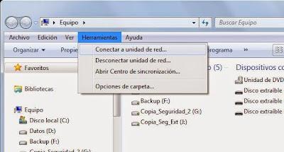 Conectar unidad de red de servidor de ficheros CIFS en equipo Windows 7