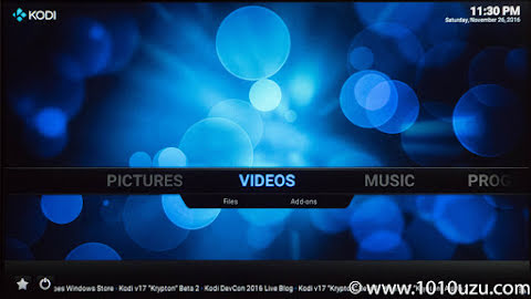 Kodi のホーム画面
