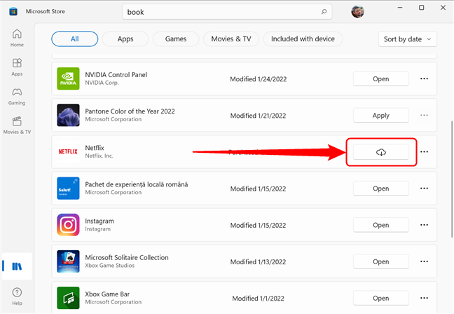 Eerder aangeschafte apps en games downloaden in de Microsoft Store