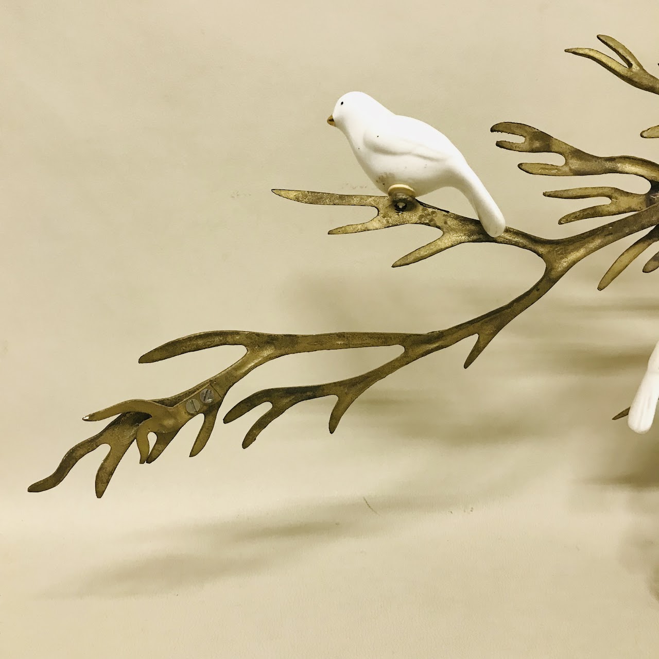 Bijan Signed Brass and Porcelain Avian Sculpture